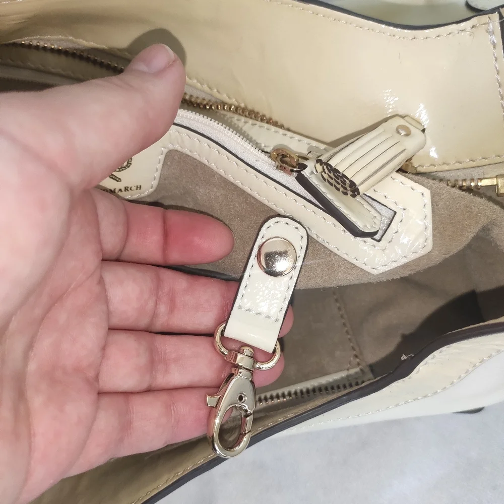 Anya Hindmarch Ivory Patent Leather Lautner Hobo